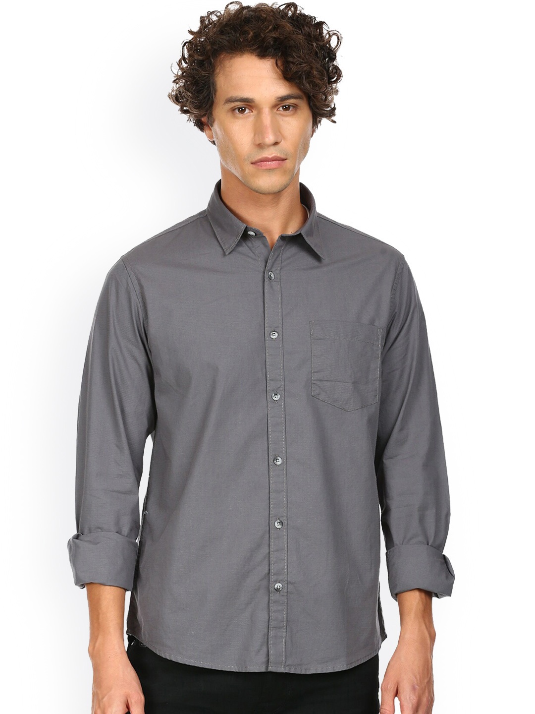 

Ruggers Men Grey Pure Cotton Casual Shirt
