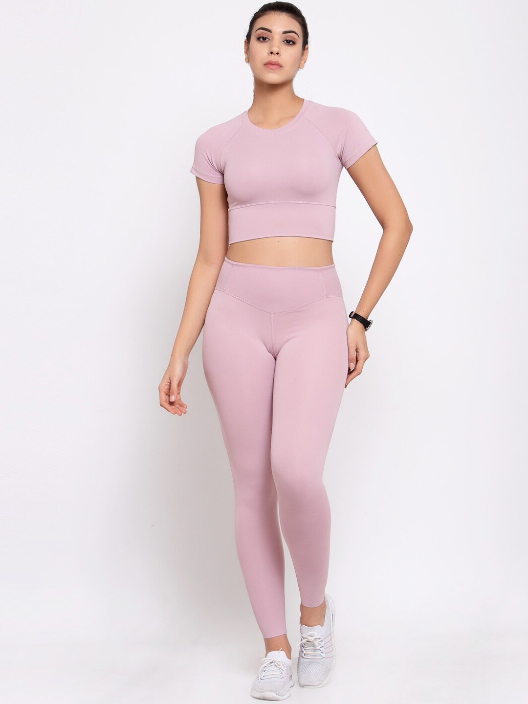 

Laceandme Women Peach-Coloured Solid Tracksuit