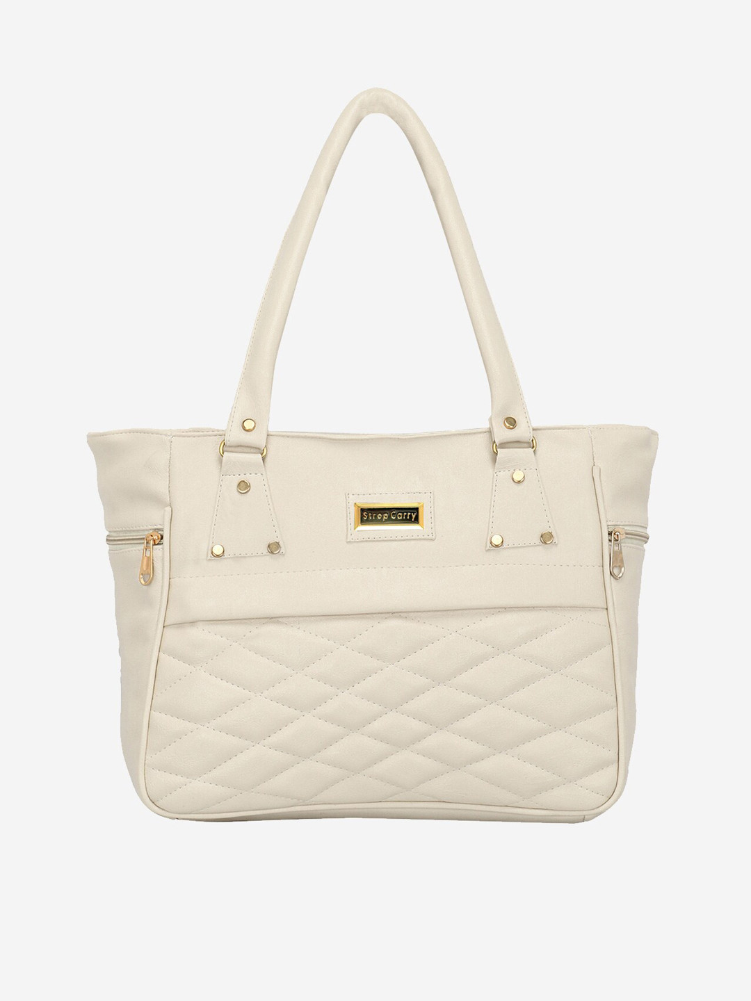 

Stropcarry Women Cream-Coloured Structured Shoulder Bag with Quilted