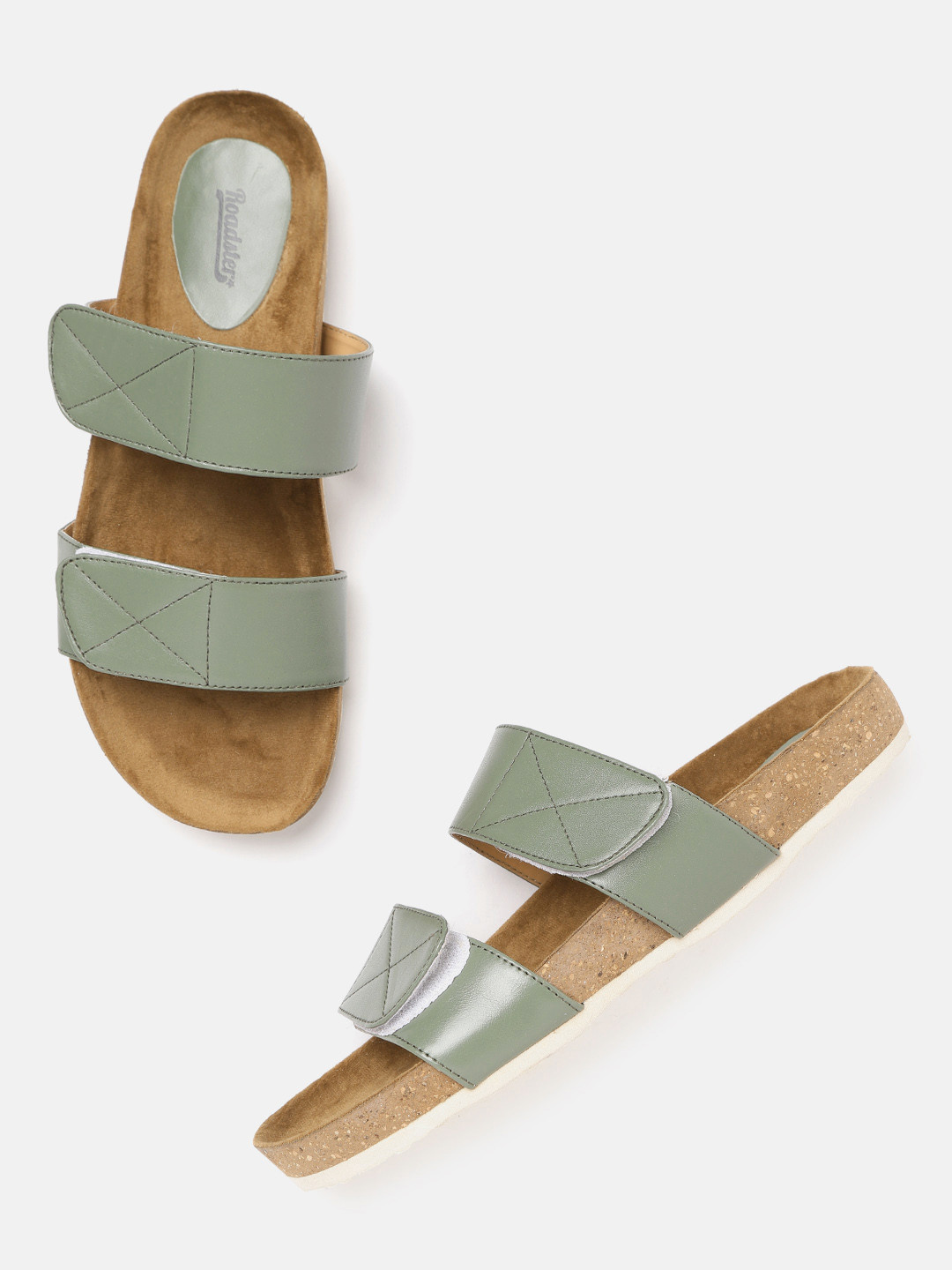 

Roadster Women Light Olive Green Solid Open Toe Flats