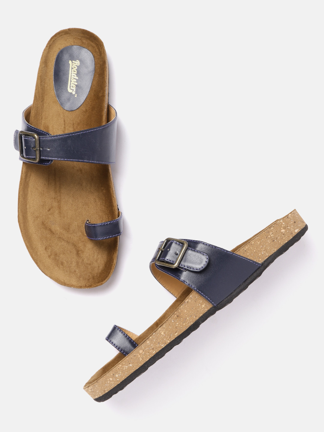 

Roadster Women Navy Blue One Toe Flats with Buckles