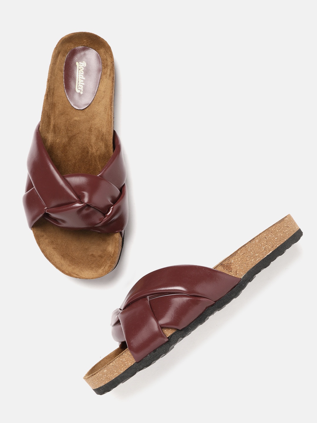 

Roadster Women Maroon Solid Braided Detail Open Toe Flats