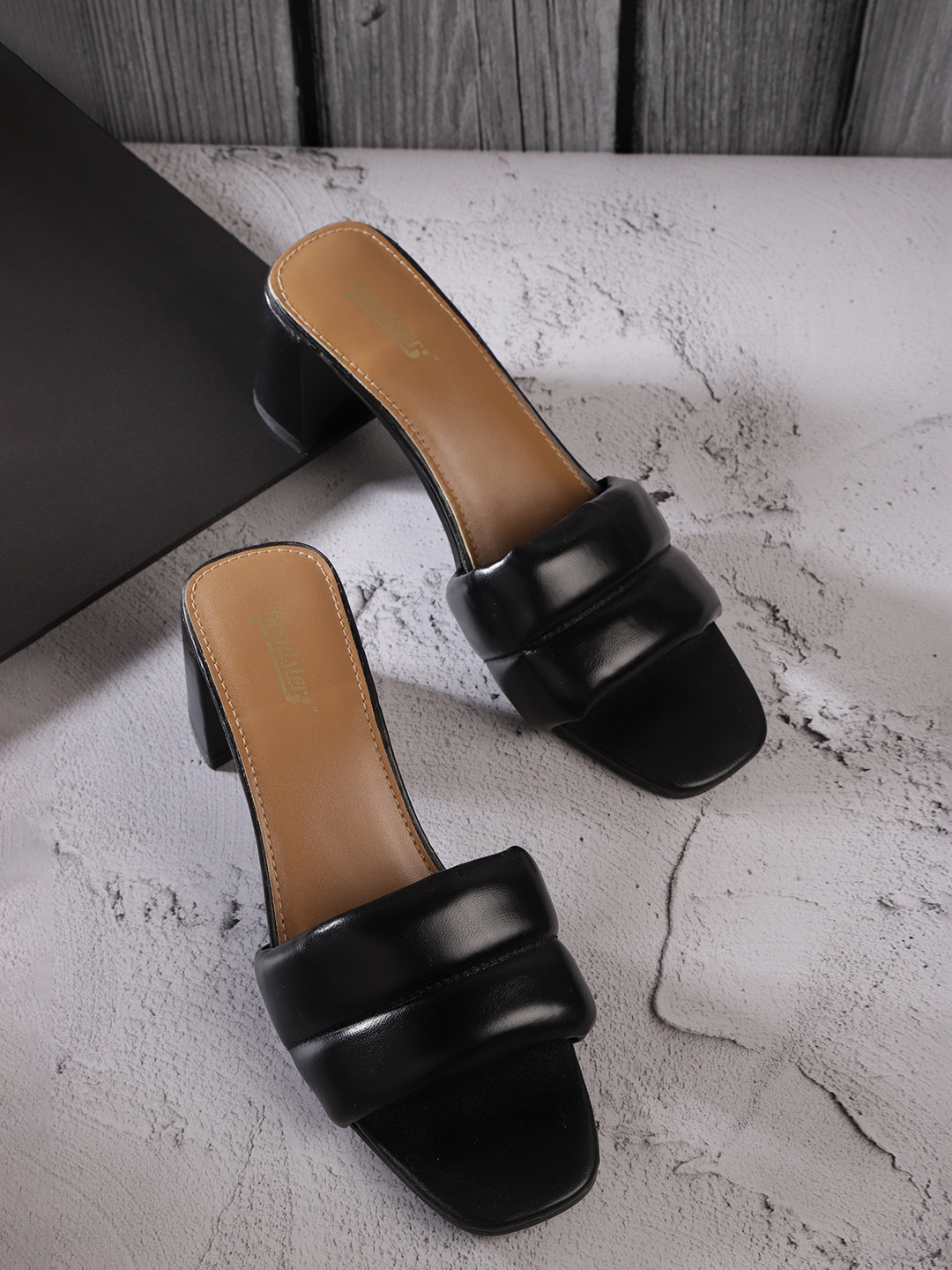 

Roadster Black Solid Open Toe Block Heels