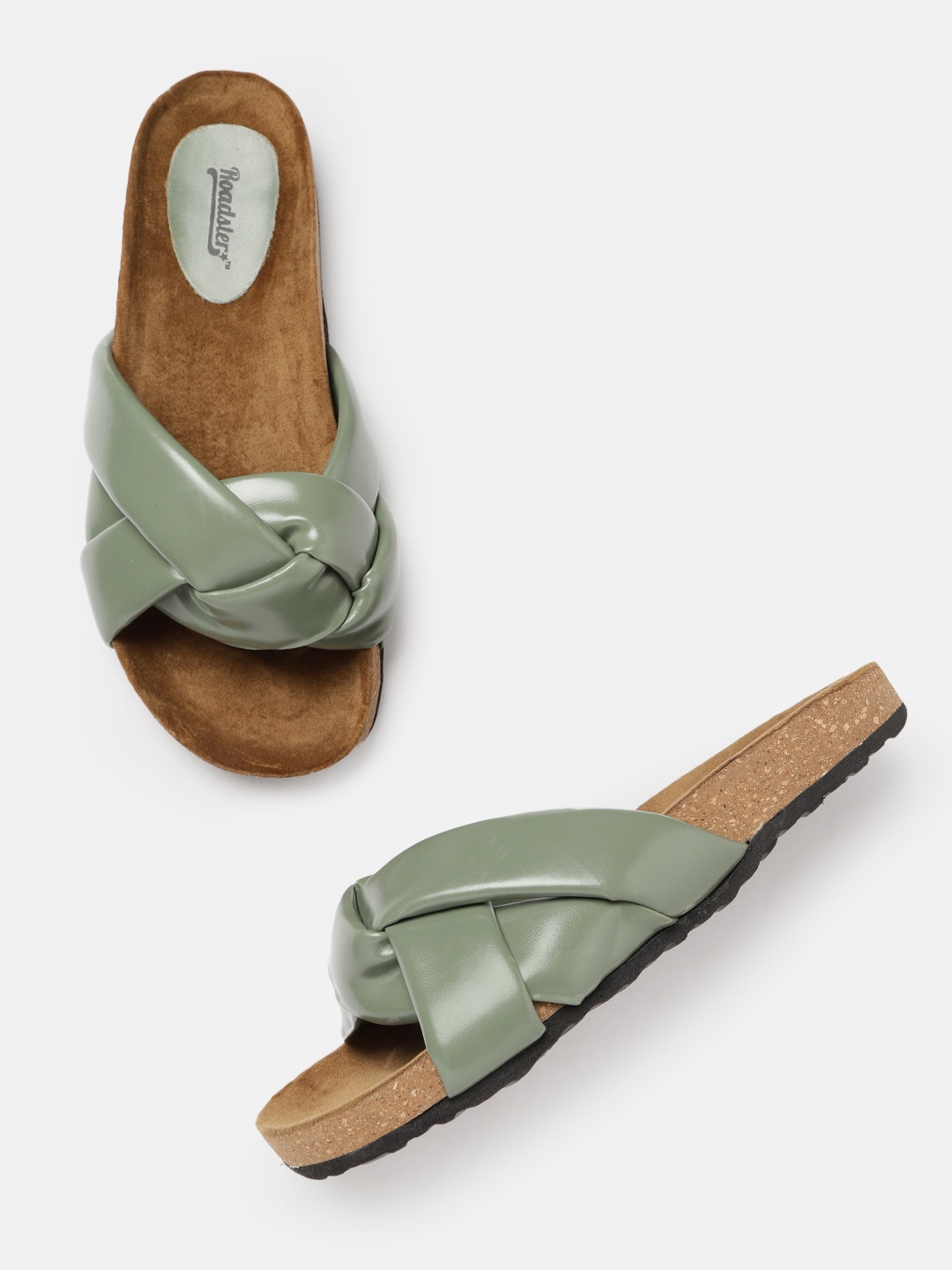

Roadster Women Sea Green Solid Open Toe Flats with Braided Detail