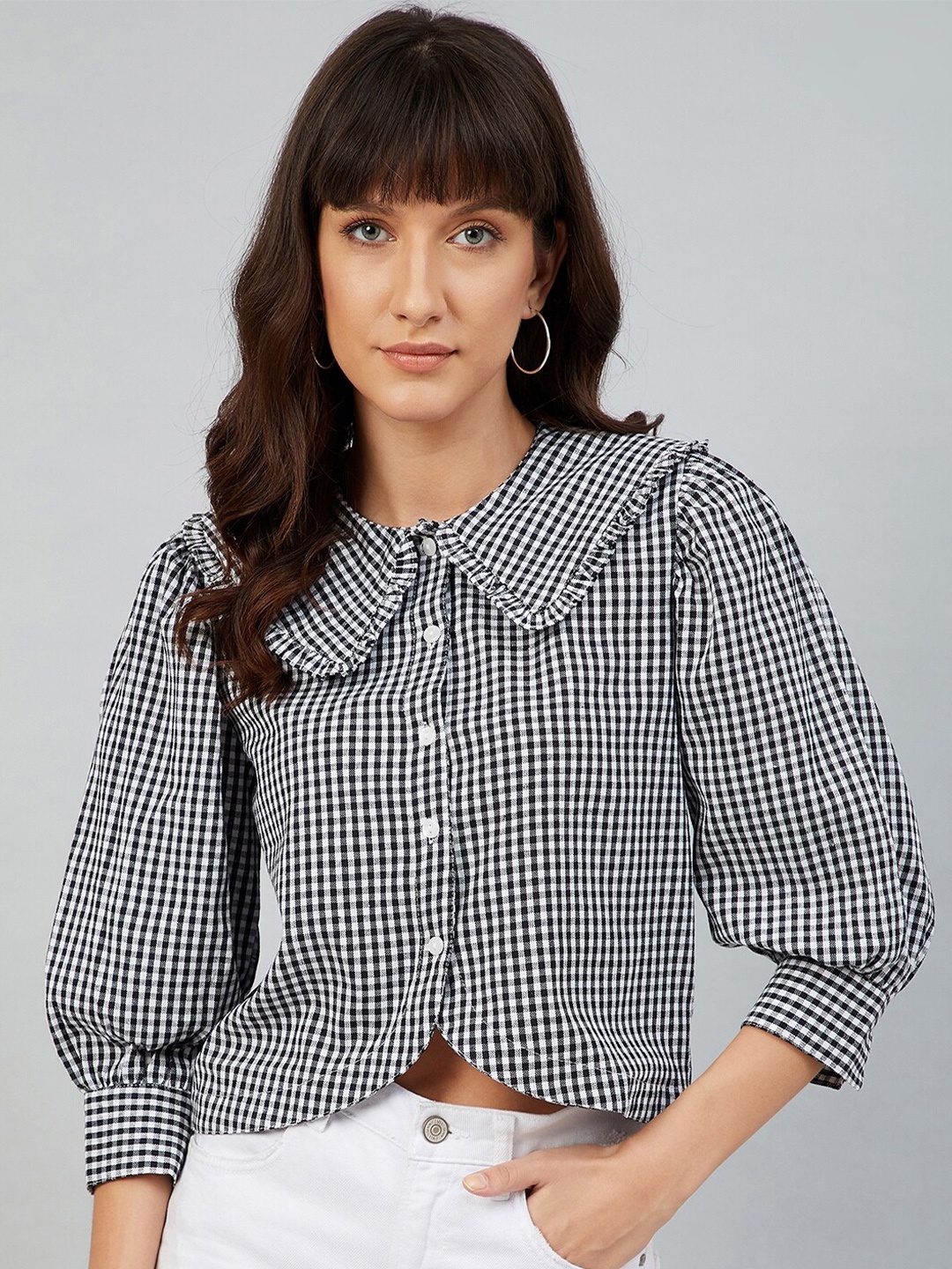 

Marie Claire Black Checked Shirt Style Top