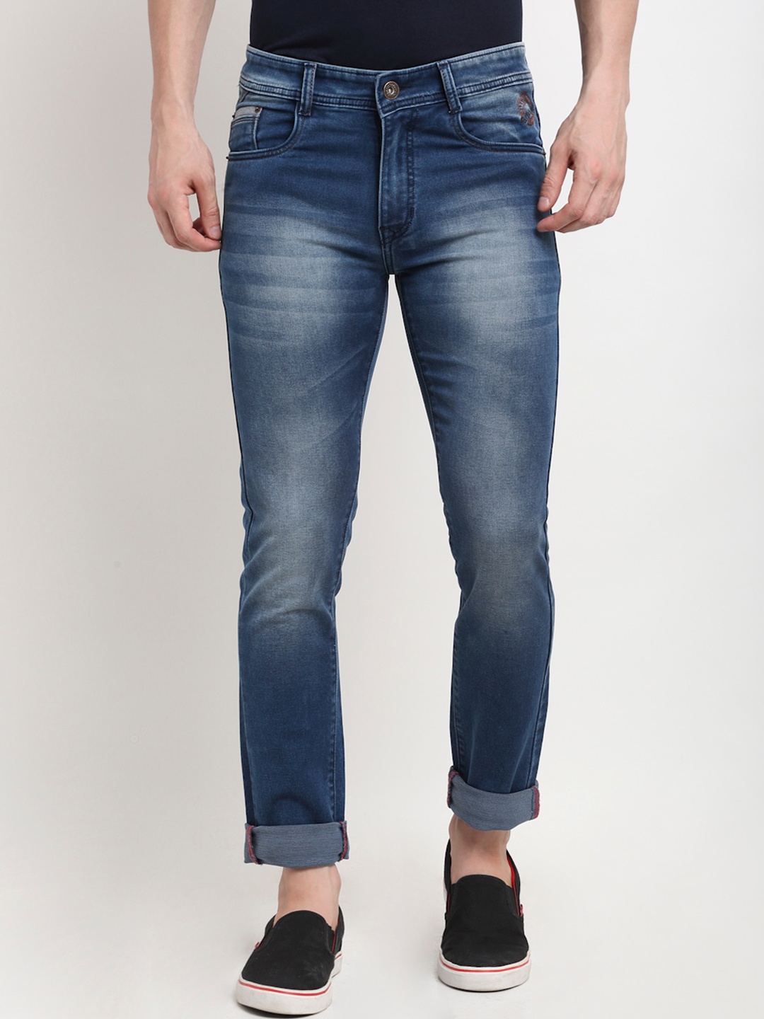 

Rodamo Men Blue Slim Fit Heavy Fade Stretchable Jeans
