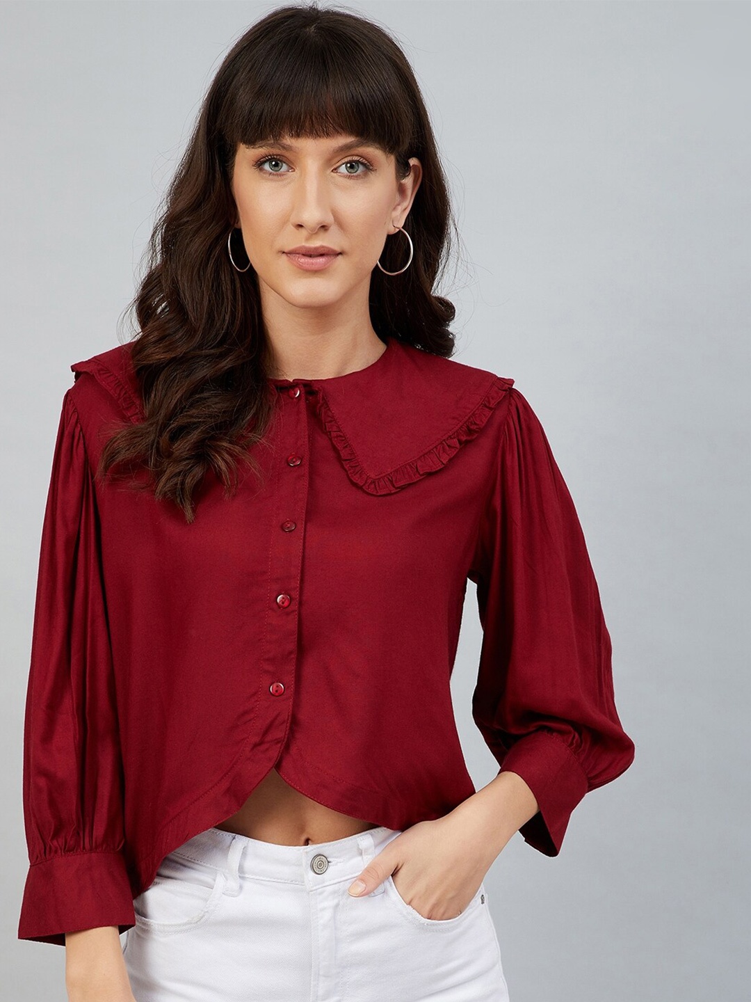 

Carlton London Women Maroon Shirt Style Top