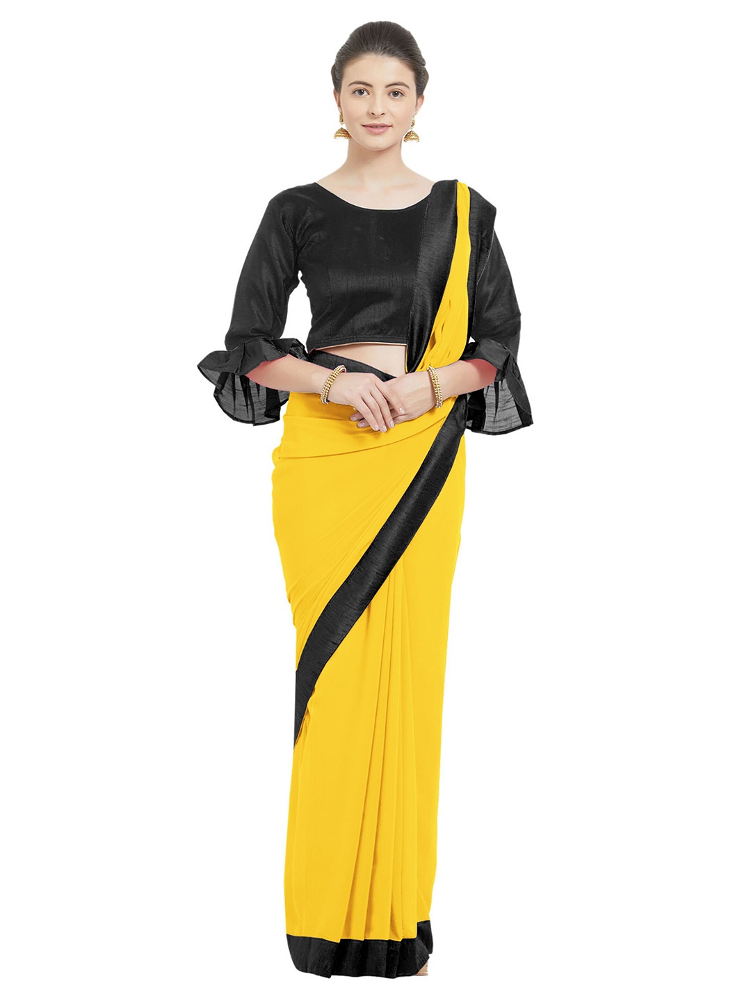 

KALINI Yellow & Black Designer Saree