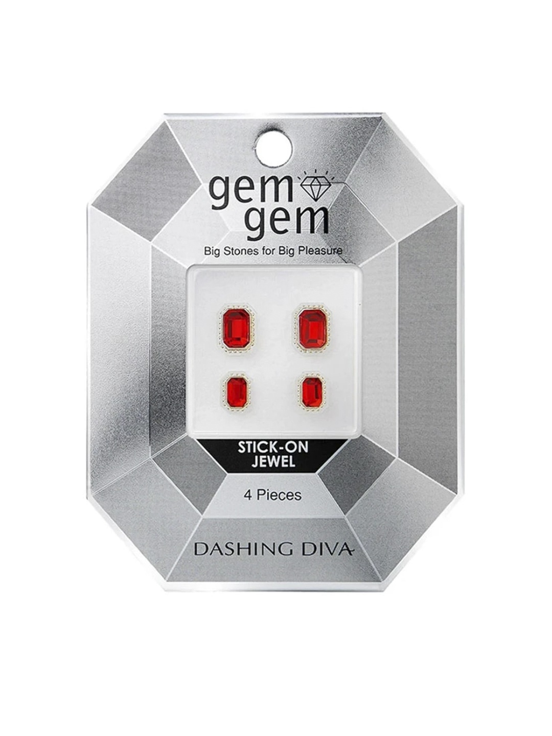 

Dashing Diva Gem Gem Ruby Stone Artificial Nails, Red