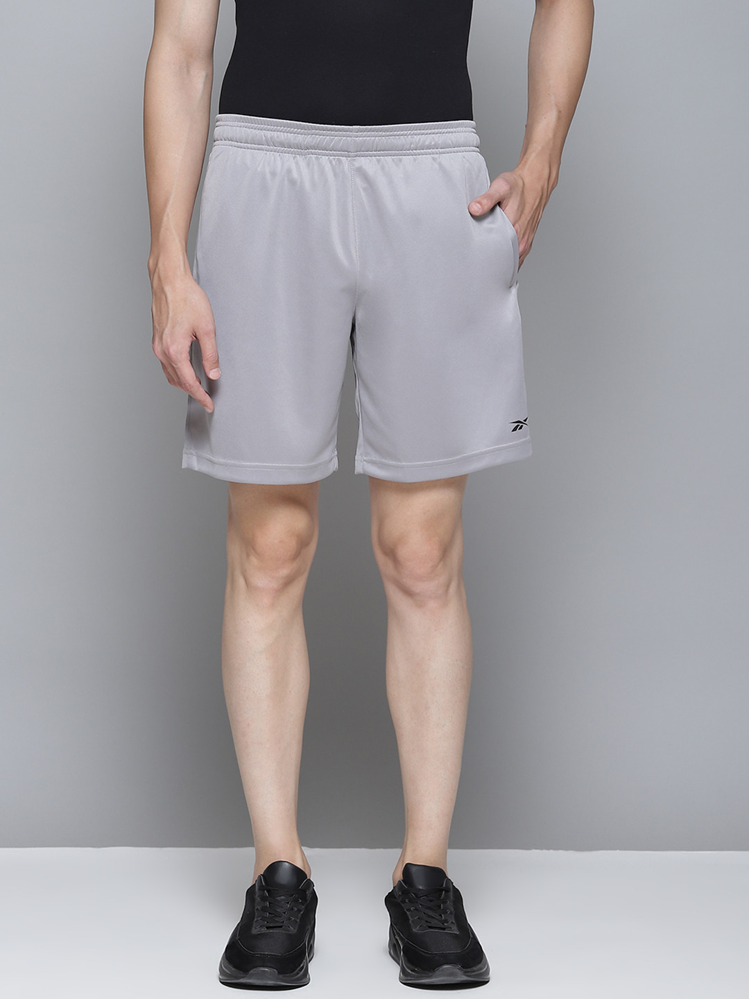 

Reebok Men Grey Foundation Poly Knit Solid Training Shorts