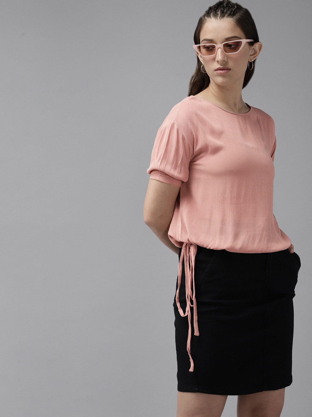 

UTH by Roadster Girls Dusty Pink Solid Regular Top