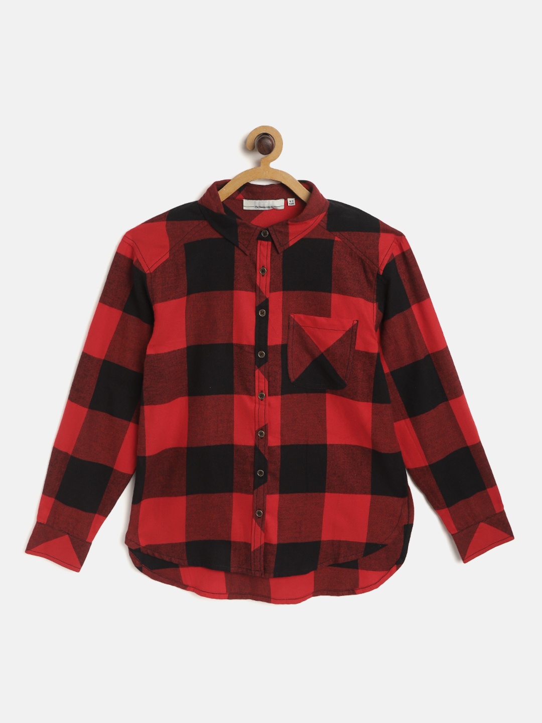 

UTH by Roadster Girls Red & Black Cotton Buffalo Checks Casual Shirt