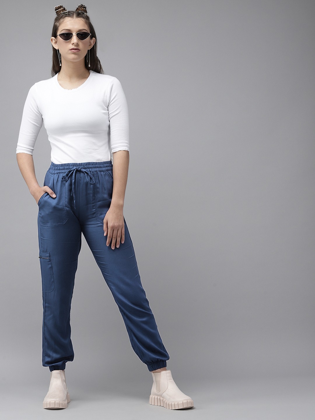 

UTH by Roadster Girls Blue Solid Joggers