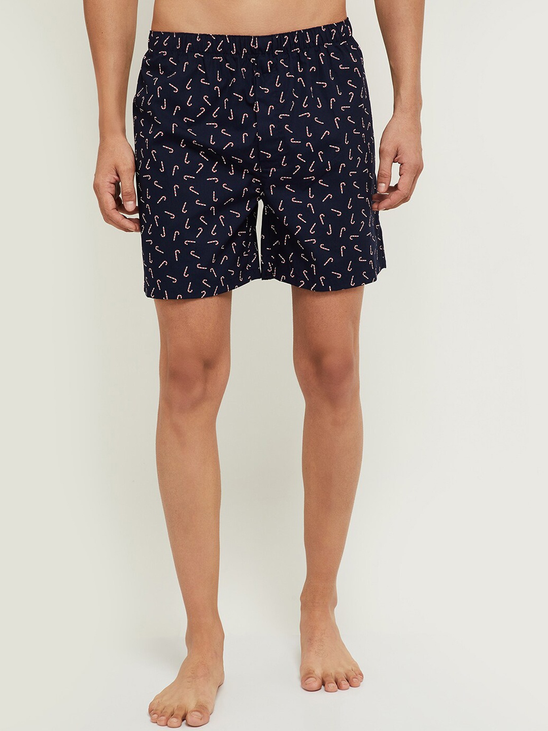 

max Men Navy Blue & White Printed Pure Cotton Boxers NOOSAOPBXNY3