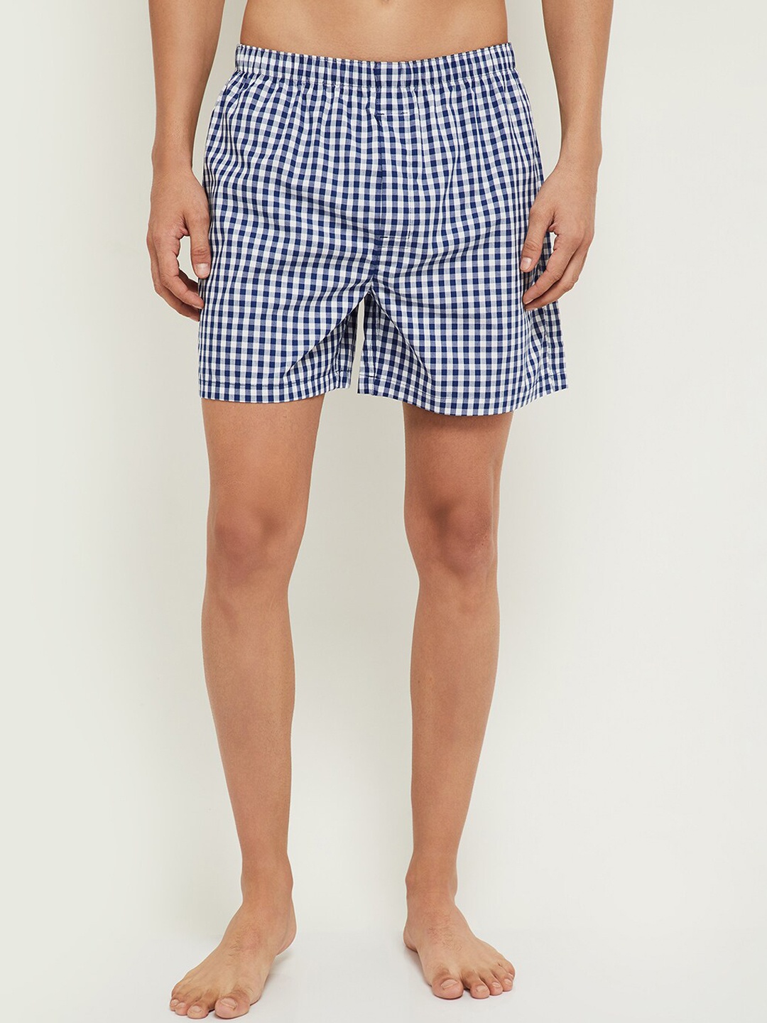 

max Men Navy-Blue & White Checked Pure Cotton Boxers