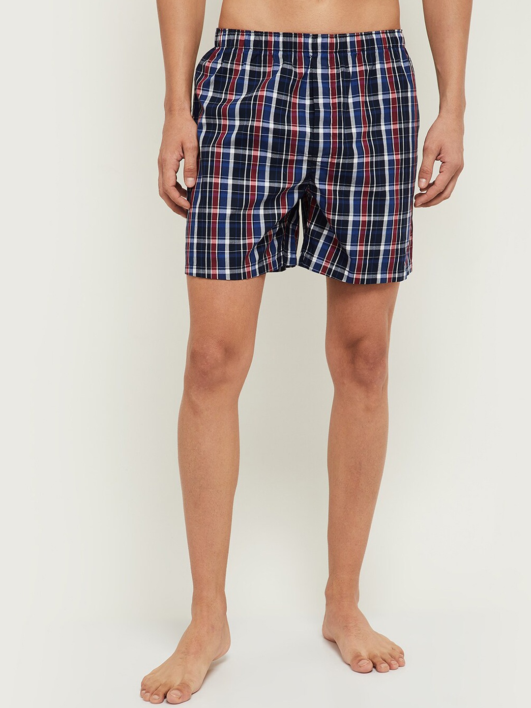 

max Men Navy Blue & White Checked Pure Cotton Boxers NOOSNYDBXDB01
