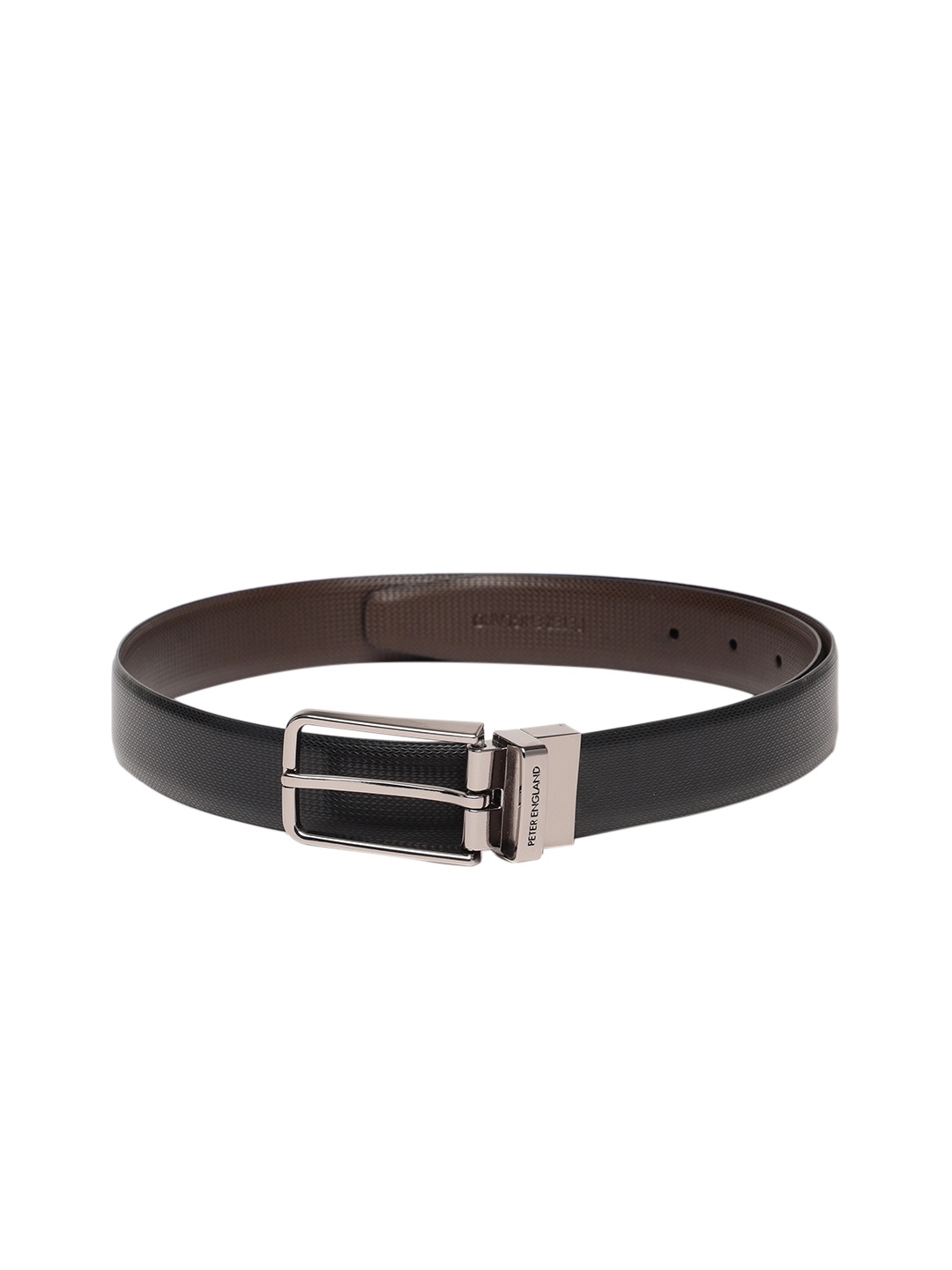 

Peter England Men Black & Brown Textured Reversible Belt