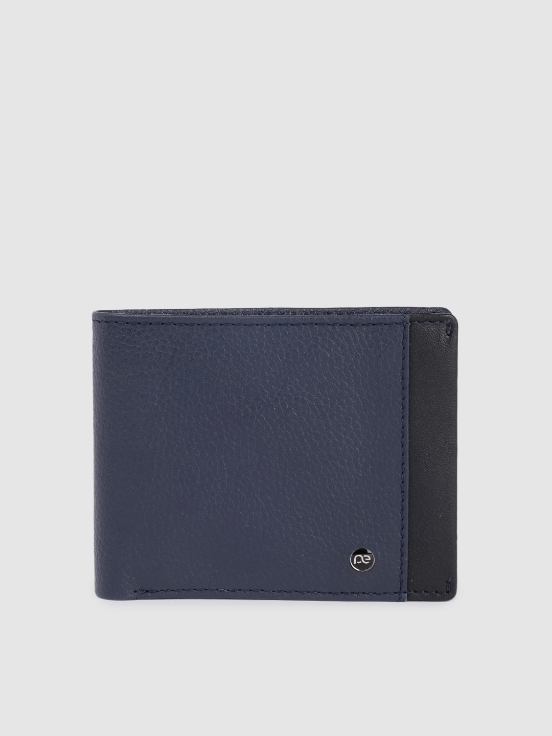 

Peter England Men Colourblocked Leather Two Fold Wallet, Navy blue