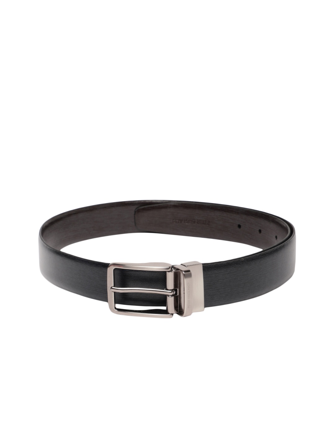 

Peter England Men Black Reversible Textured Formal Belt