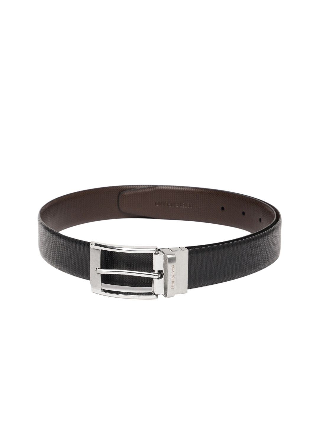 

Peter England Men Black & Brown Textured Reversible Belt