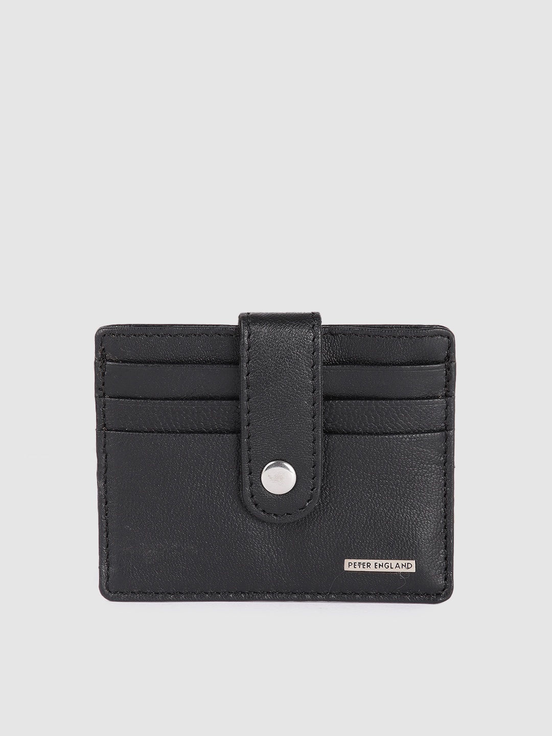 

Peter England Men Black Textured Leather Card Holder