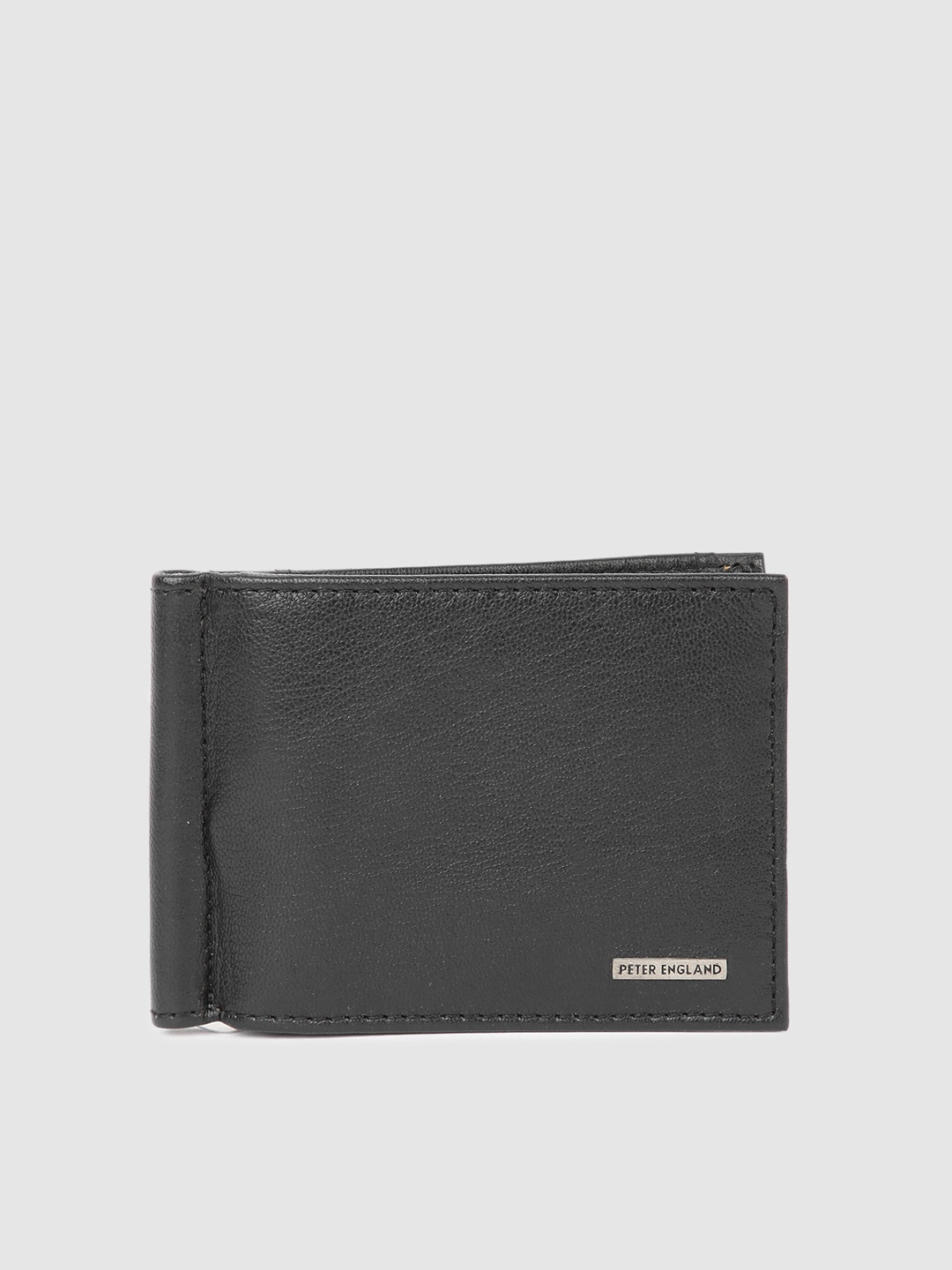 

Peter England Men Black Leather Two Fold Wallet