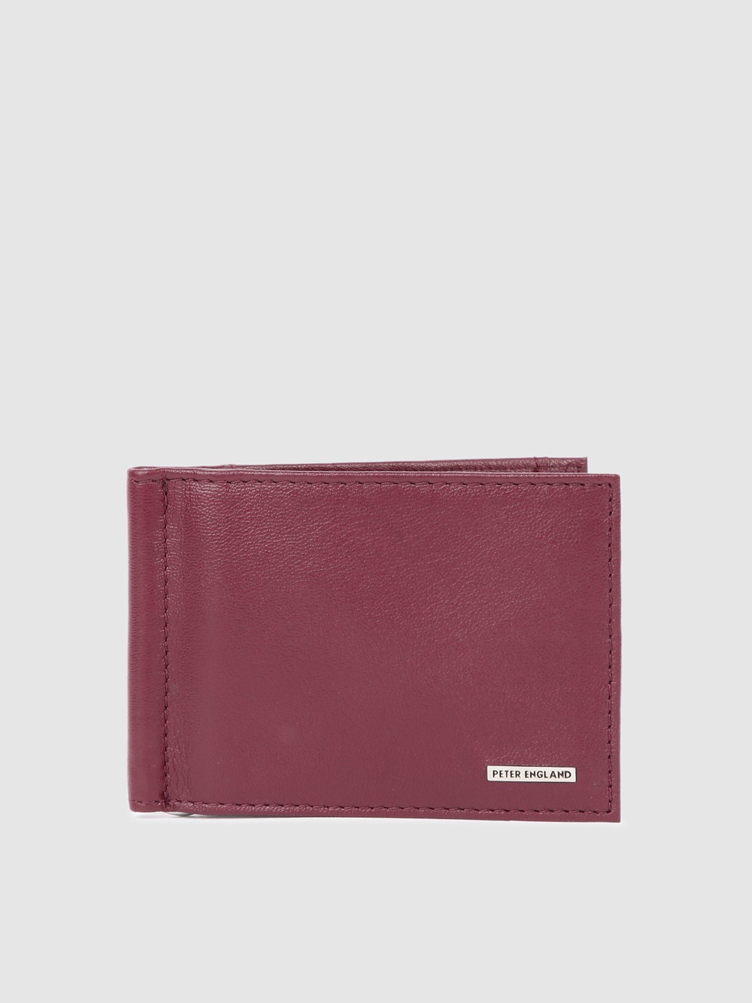 

Peter England Men Burgundy Solid Leather Two Fold Wallet