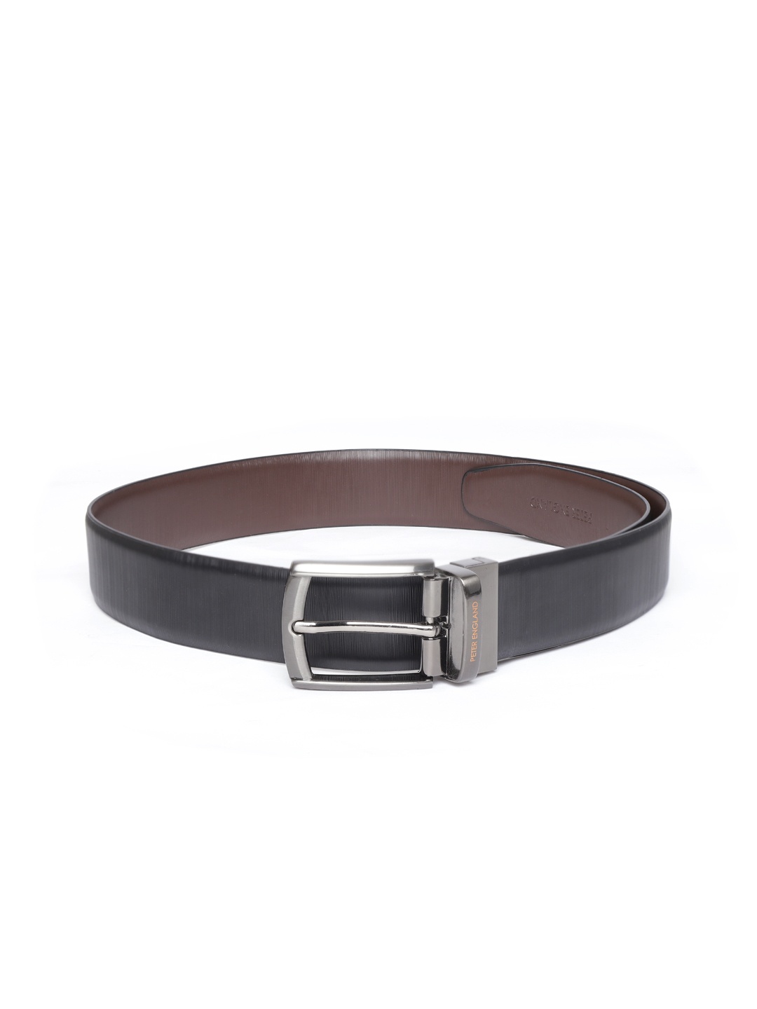 

Peter England Men Black & Coffee Brown Textured Reversible Formal Belt