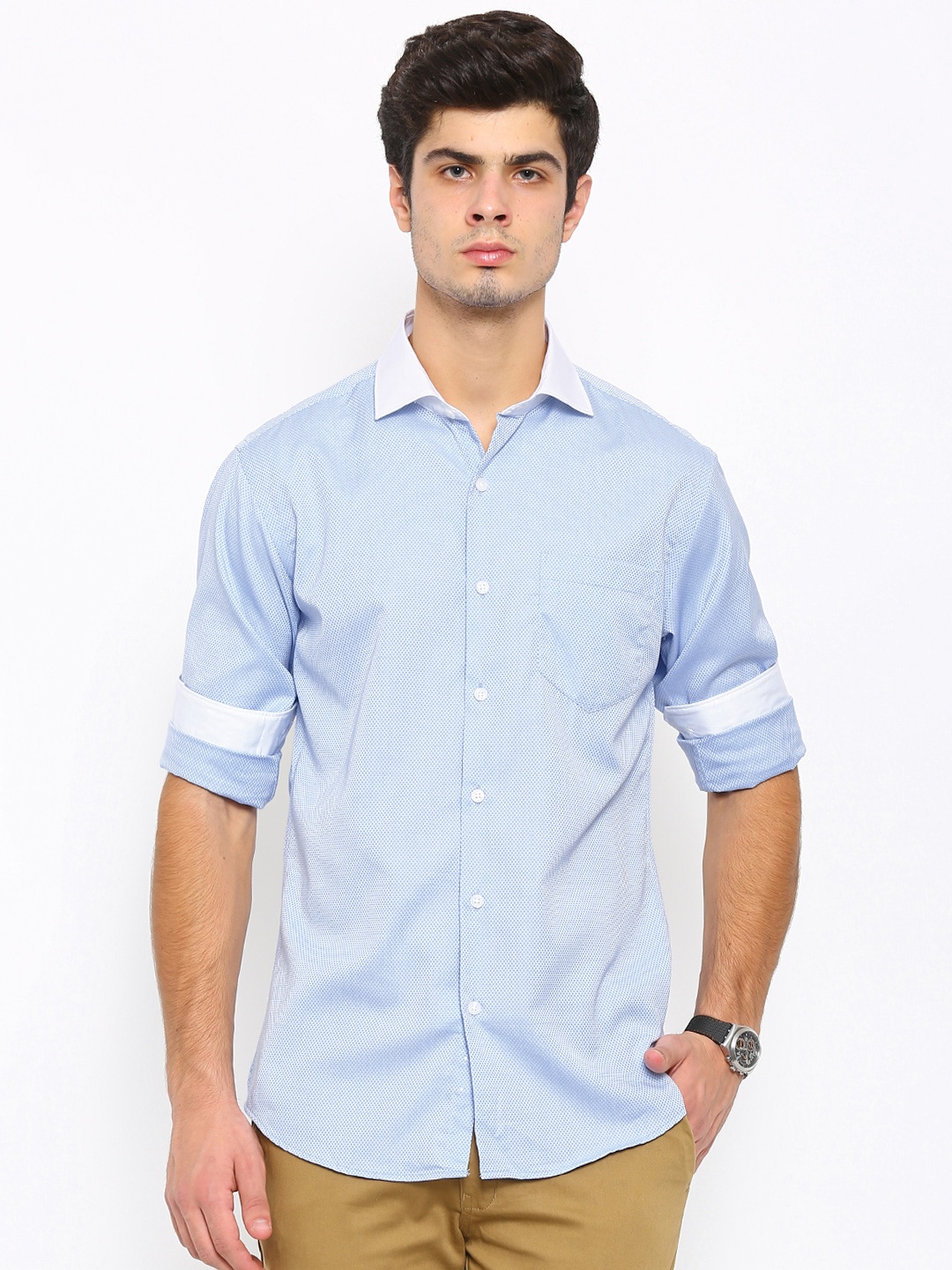 

Black coffee Men Blue Slim Fit Casual Shirt