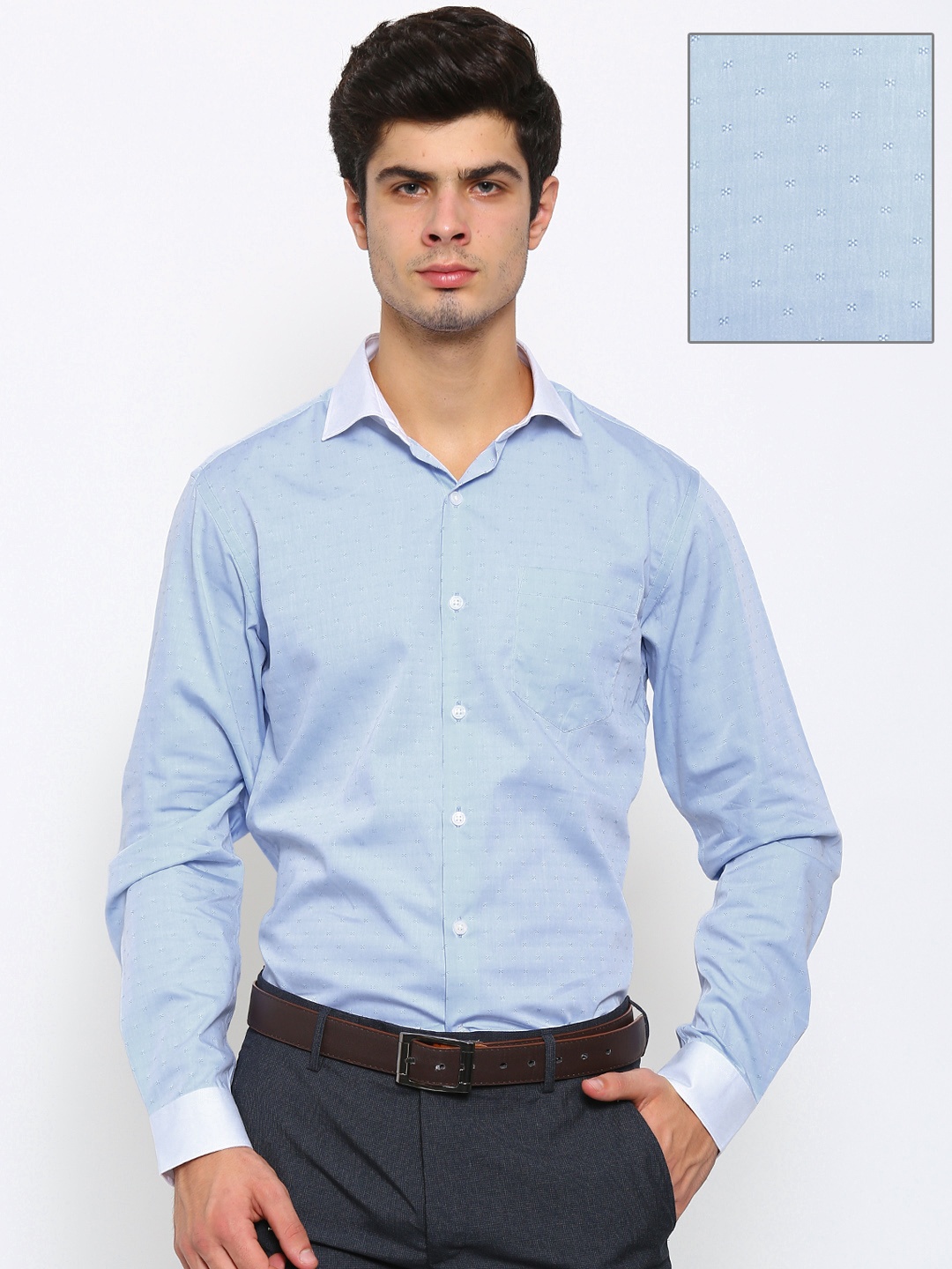 

Black coffee Men Blue Slim Fit Formal Shirt