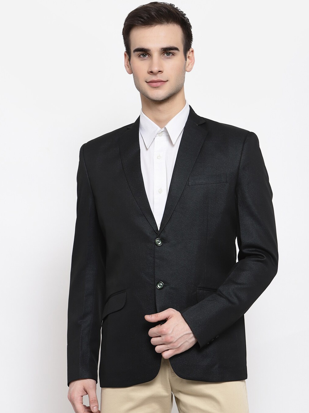 

Wintage Mens Green Formal Solid Blazer