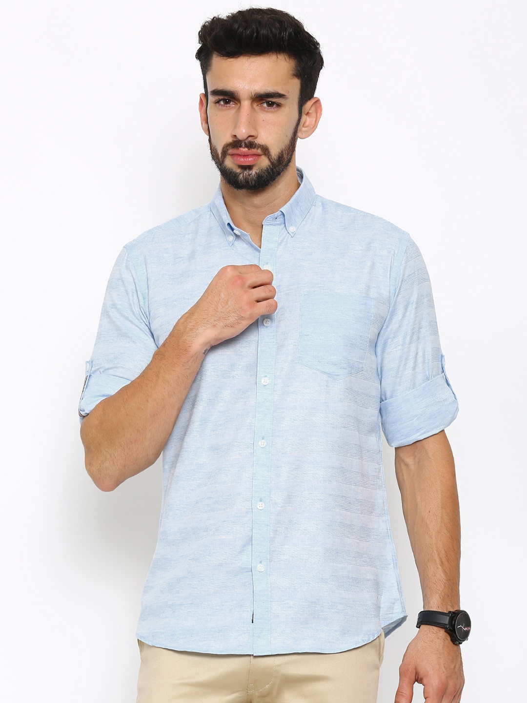 

Black coffee Men Blue Contemporary Fit Casual Shirt