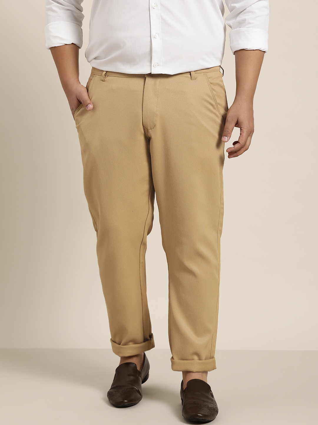

SOJANYA PLUS Men Khaki Smart Trousers