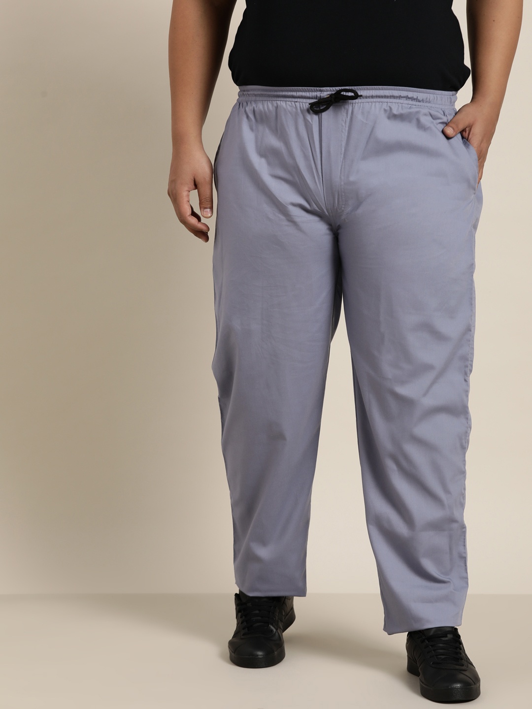 

SOJANYA PLUS Men Grey Solid Pure Cotton Track Pants