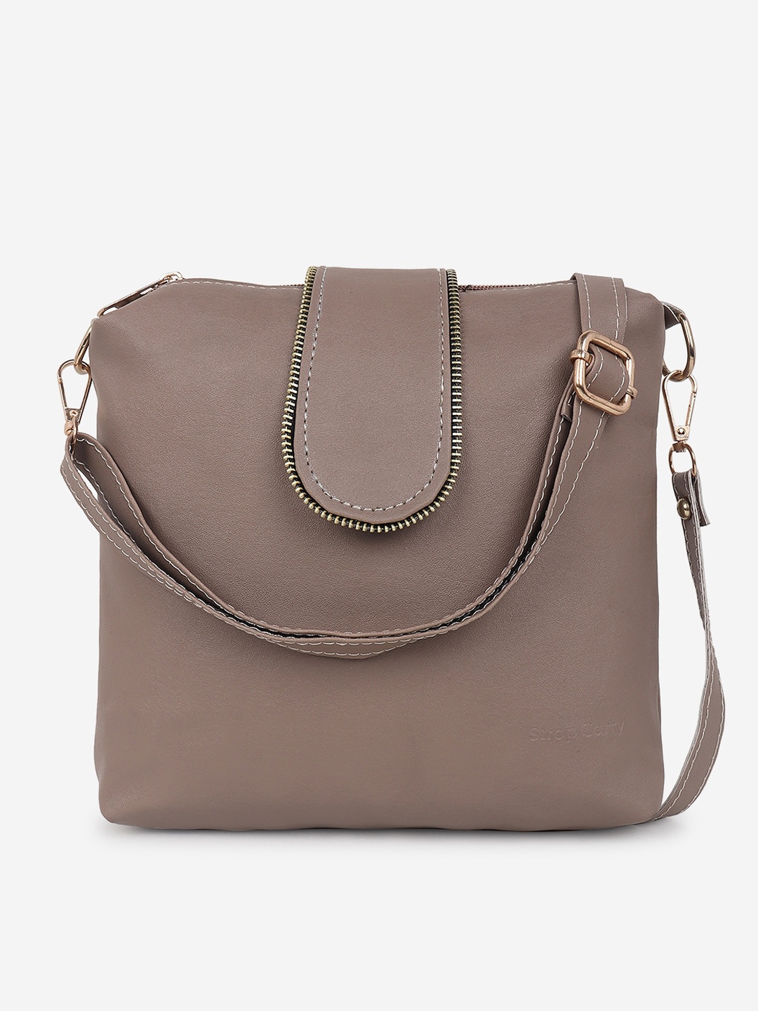 

Stropcarry Women Grey Solid Sling Bag With Detachable Strap
