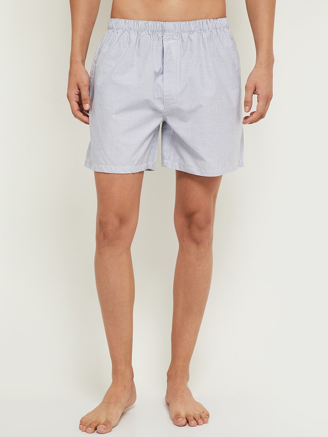 

max Men White & Blue Striped Pure Cotton Boxers NOOSNYDBXWH01
