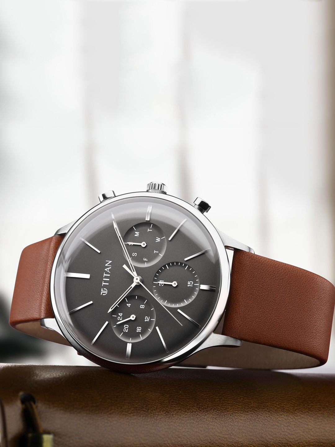 

Titan Men Blue Dial & Brown Leather Straps Analogue Watch