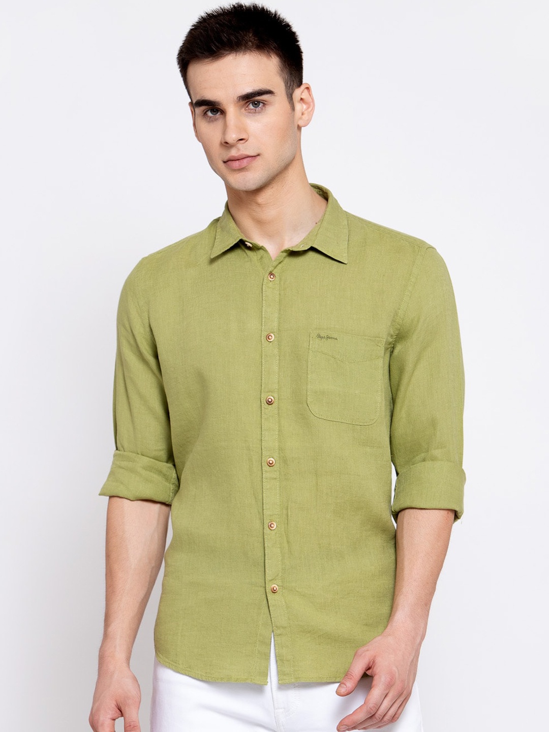 

Pepe Jeans Men Olive Green Casual Shirt