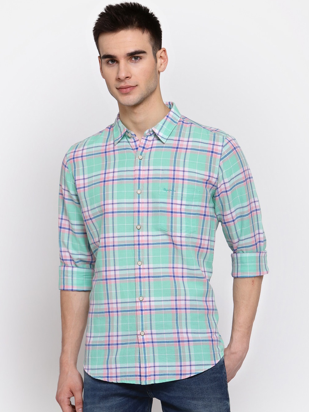 

Pepe Jeans Men Green Tartan Checked Casual Shirt