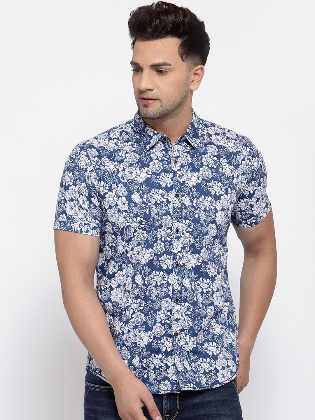 

Pepe Jeans Men Blue Floral Printed Casual Shirt