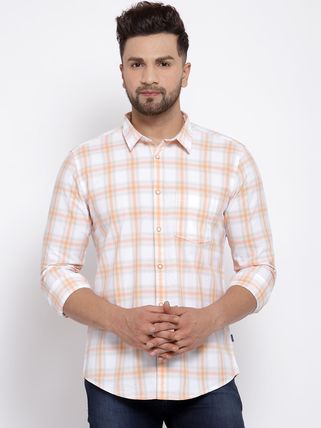 

Pepe Jeans Men Orange Checked Casual Shirt