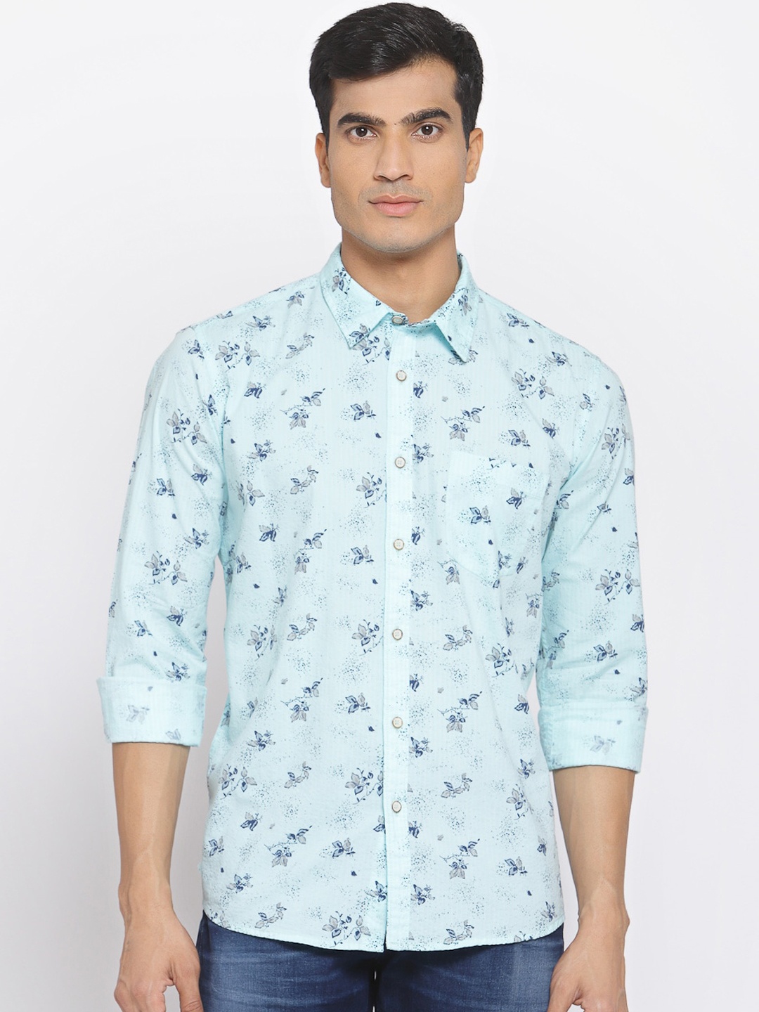 

Pepe Jeans Men Blue Printed Regular Fit Cotton Casual Shirt