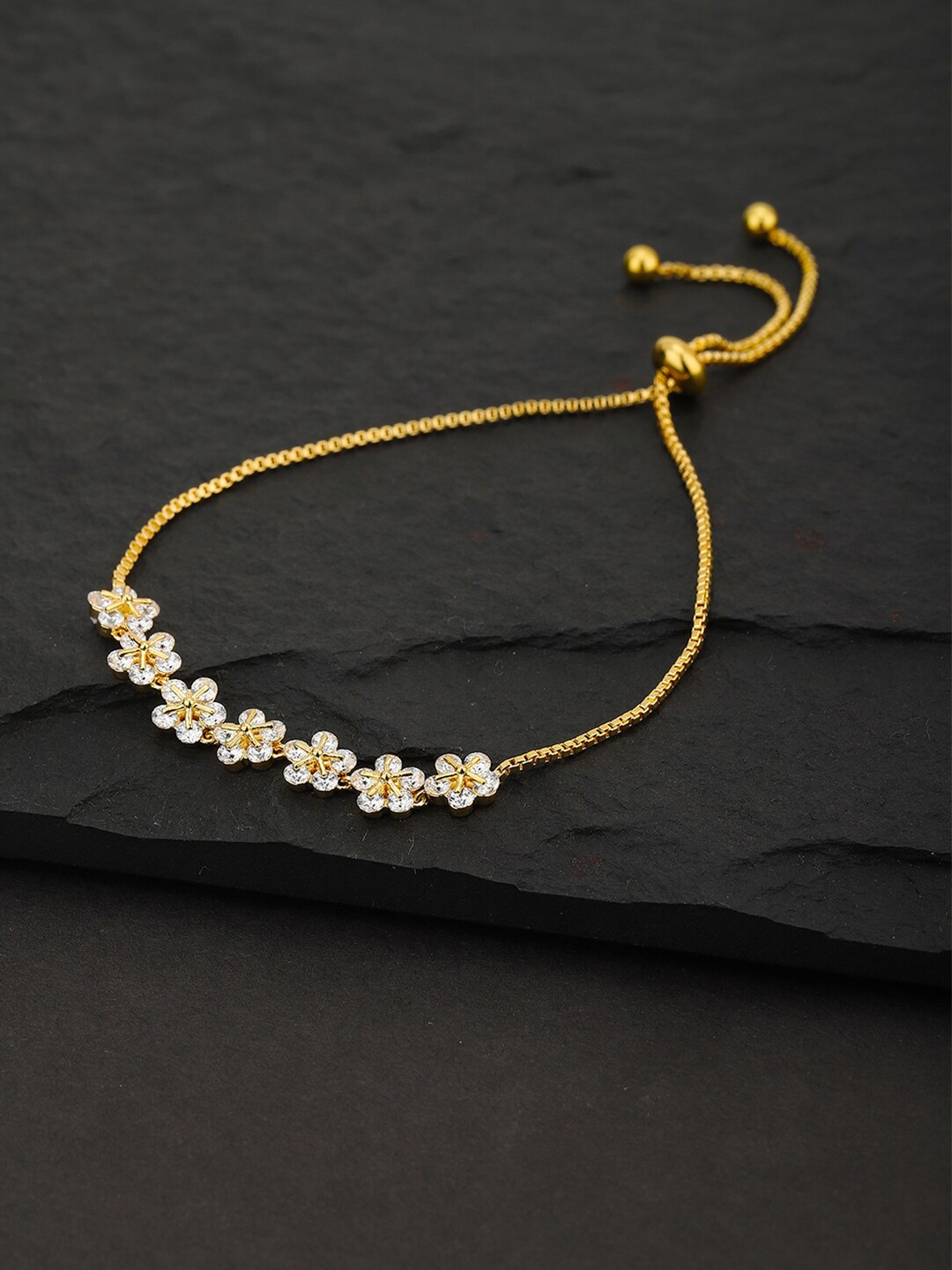 

Carlton London Gold & White Brass Gold-Plated Charm Bracelet