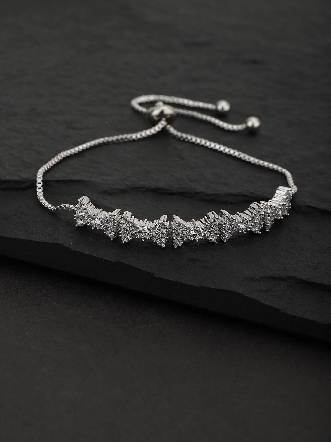 

Carlton London Women Silver-Toned Rhodium-Plated Charm Bracelet
