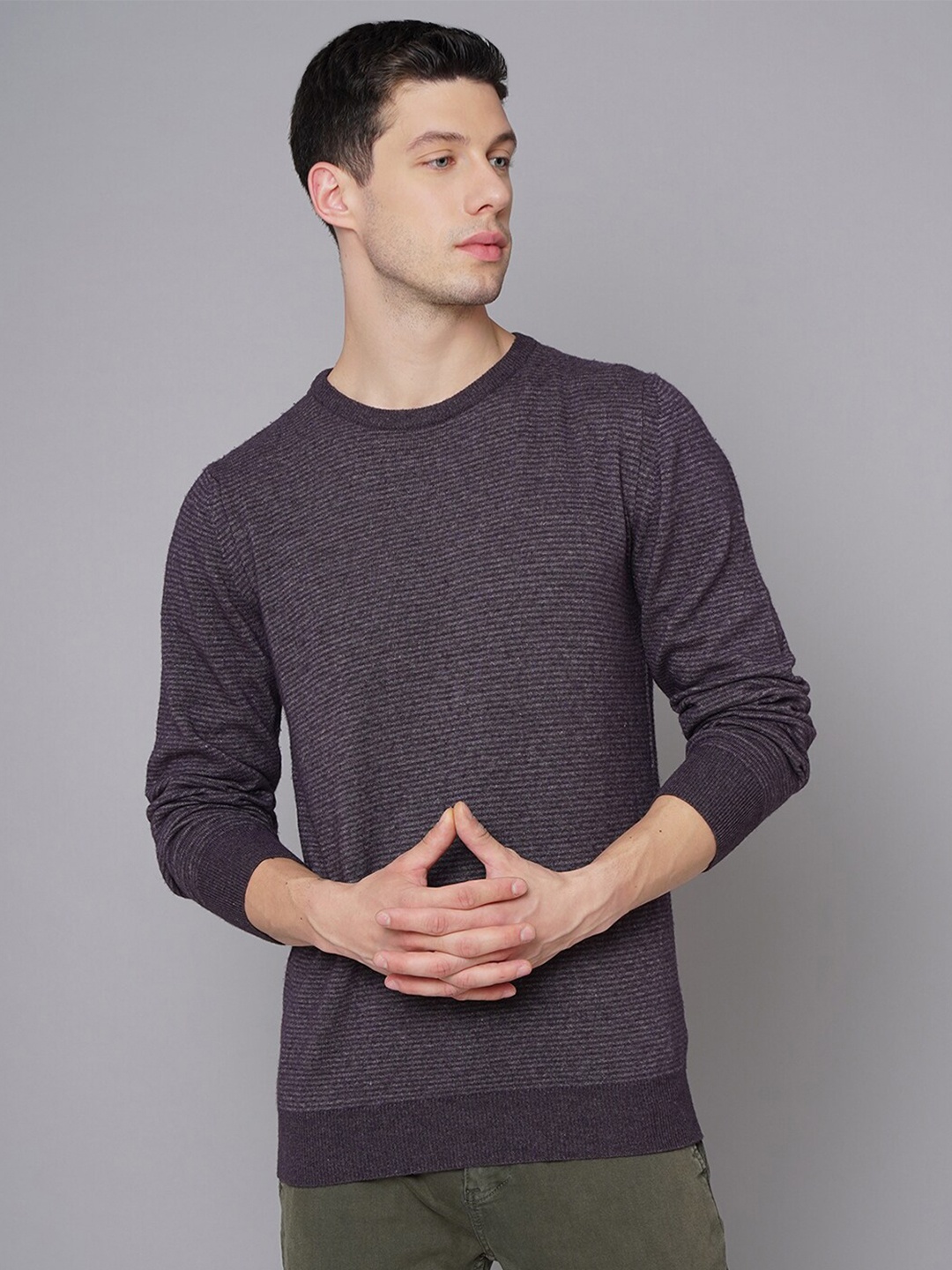 

LINDBERGH Men Purple Striped Pullover