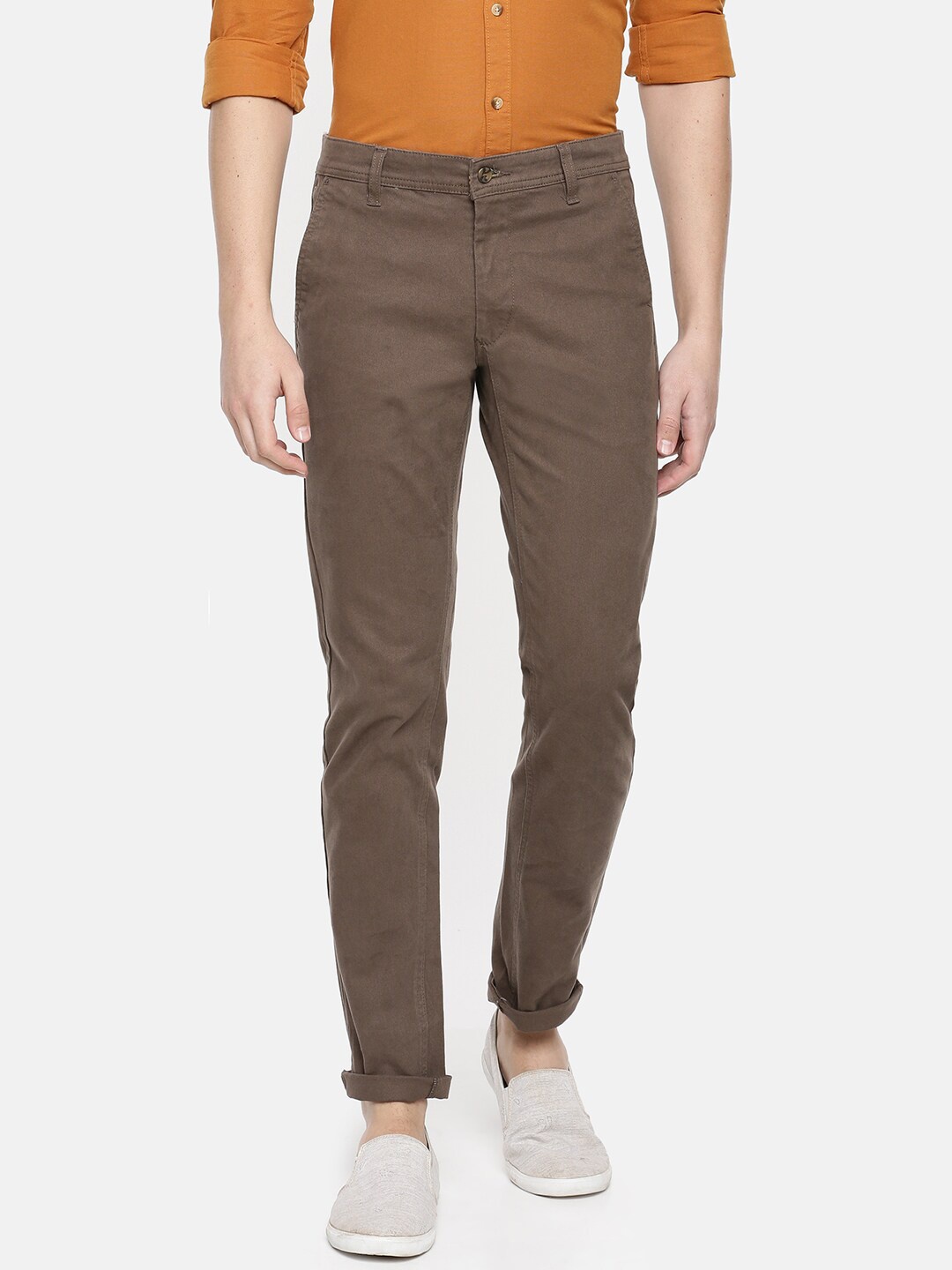 

Chennis Men Brown Slim Fit Pure Cotton Chinos Trousers