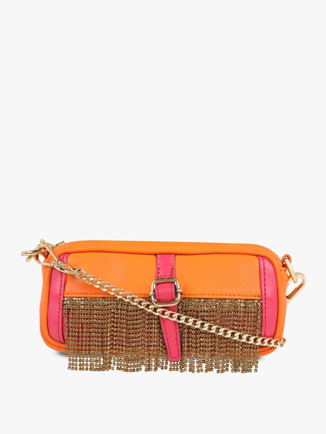 

Vdesi Women Orange & Pink Solid Fringed Waist Pouch
