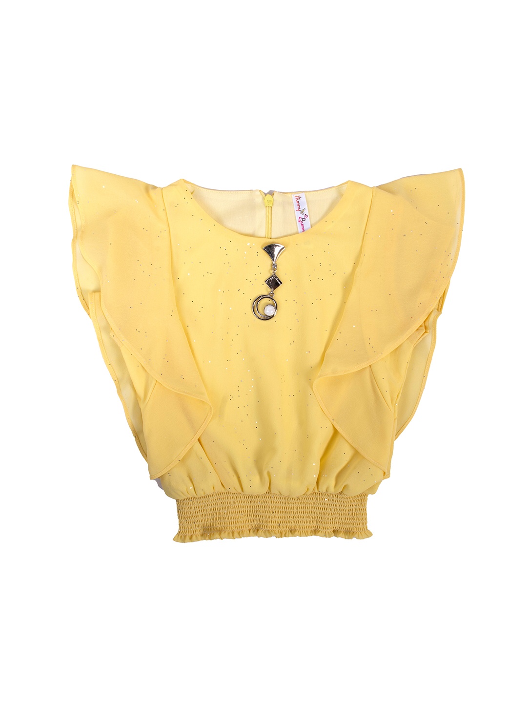 

Hunny Bunny Yellow Batwing Sleeve Georgette Blouson Top