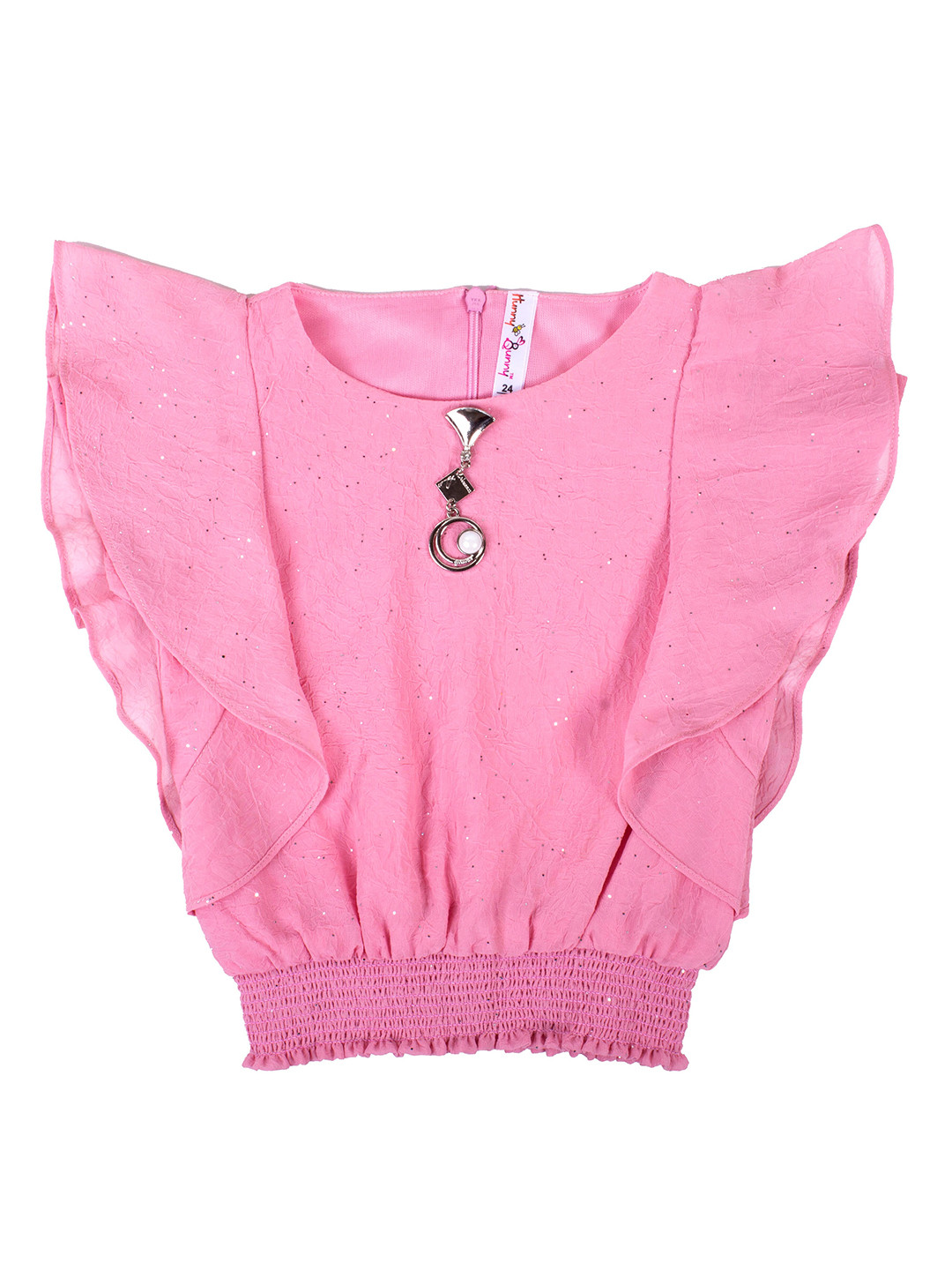 

Hunny Bunny Pink Flutter Sleeve Georgette Blouson Top