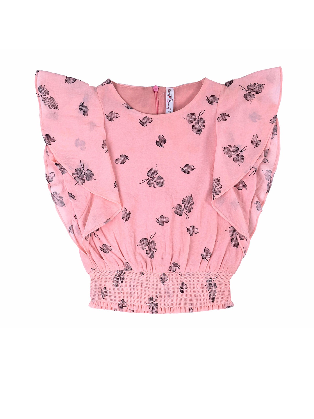 

Hunny Bunny Peach-Coloured Floral Georgette Regular Top